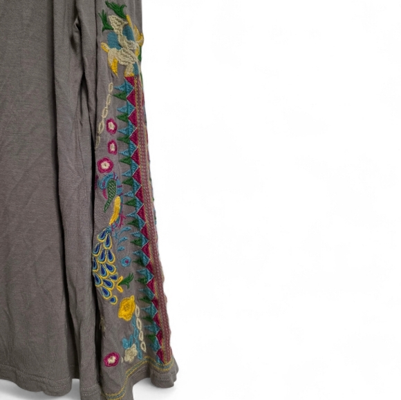 All About Her Gray Long Sleeve Top with Colorful Embroidery Size Medium - Picture 7 of 10